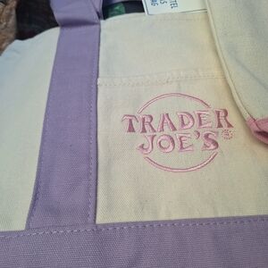 Trader Joe's Canvas Tote Bag in Cream and Lavender